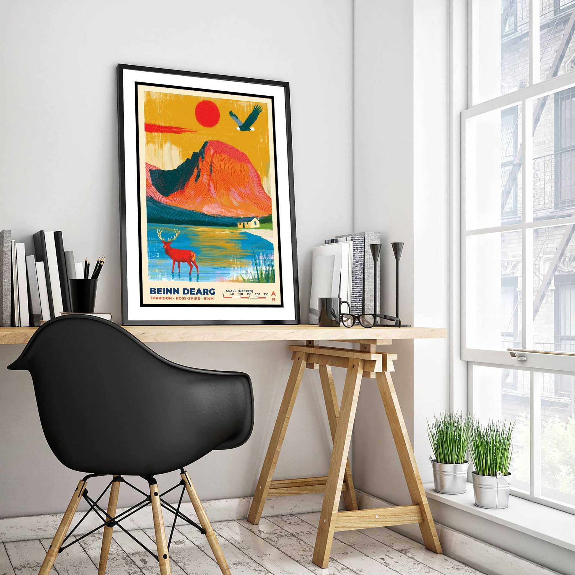 Beinn Dearg Travel Poster - Torridon Art Print - Bold Highland Mountain Painting - Ross-shire Wall Art 1/3