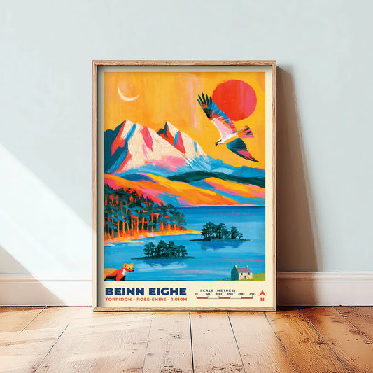 Beinn Eighe Travel Poster - Torridon Art Print - Bold Highland Mountain Painting - Loch Maree Wall Art 2/3