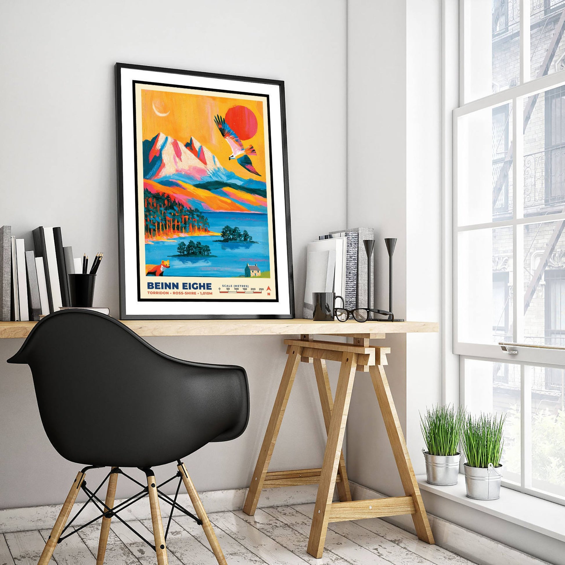 Beinn Eighe Travel Poster - Torridon Art Print - Bold Highland Mountain Painting - Loch Maree Wall Art 2/3