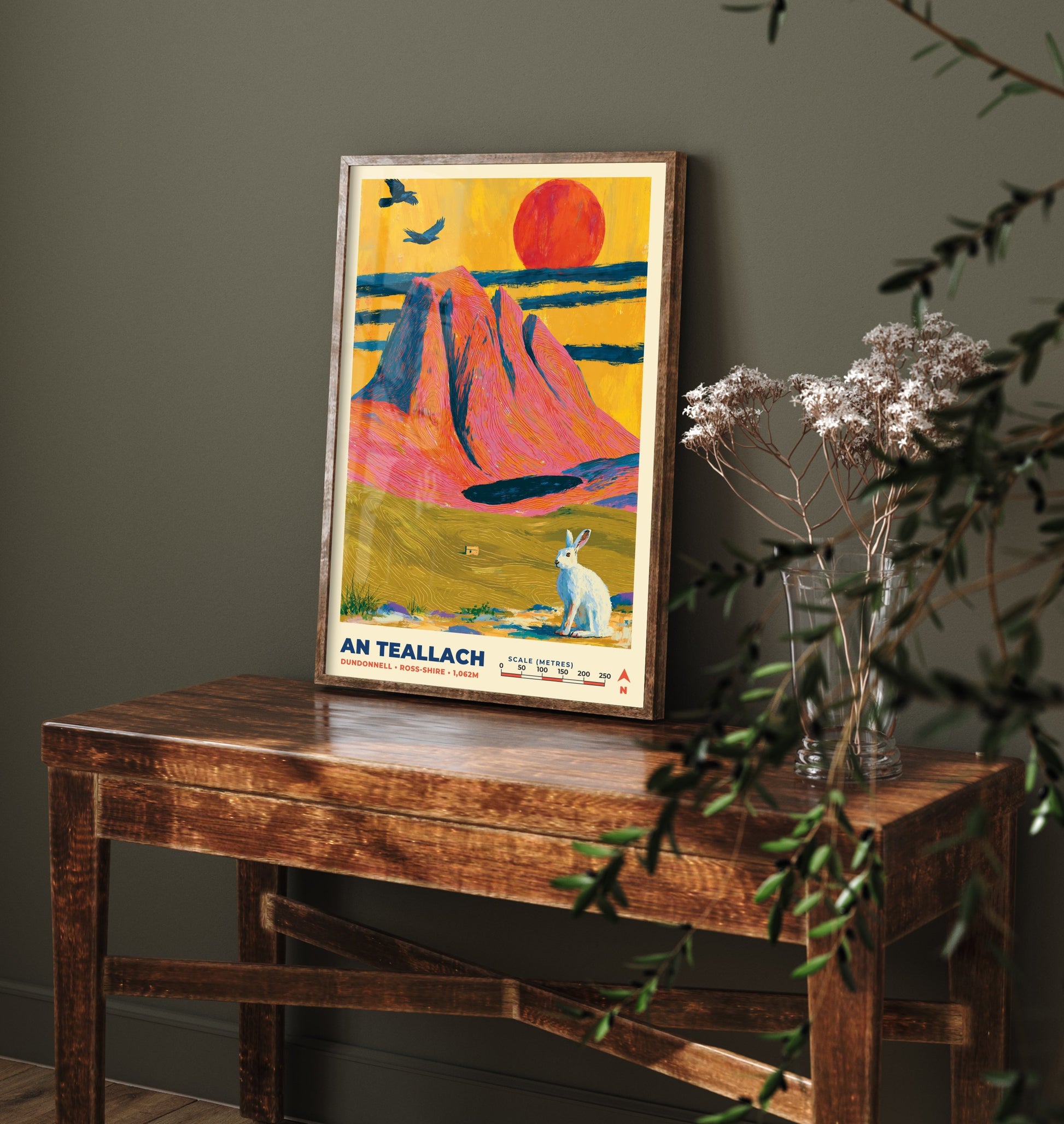 An Teallach Travel Poster - Dundonnell Art Print - Bold Highland Mountain Illustration - Ross-shire Art 3/3
