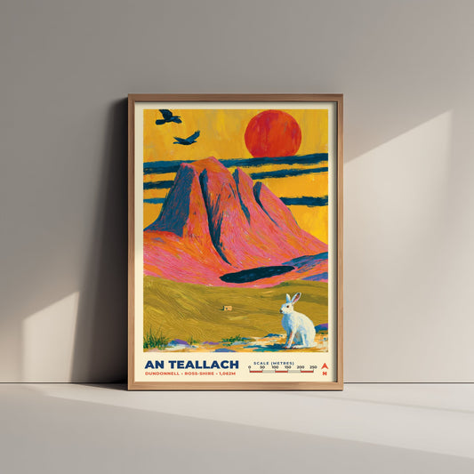 An Teallach Travel Poster - Dundonnell Art Print - Bold Highland Mountain Illustration - Ross-shire Art 3/3
