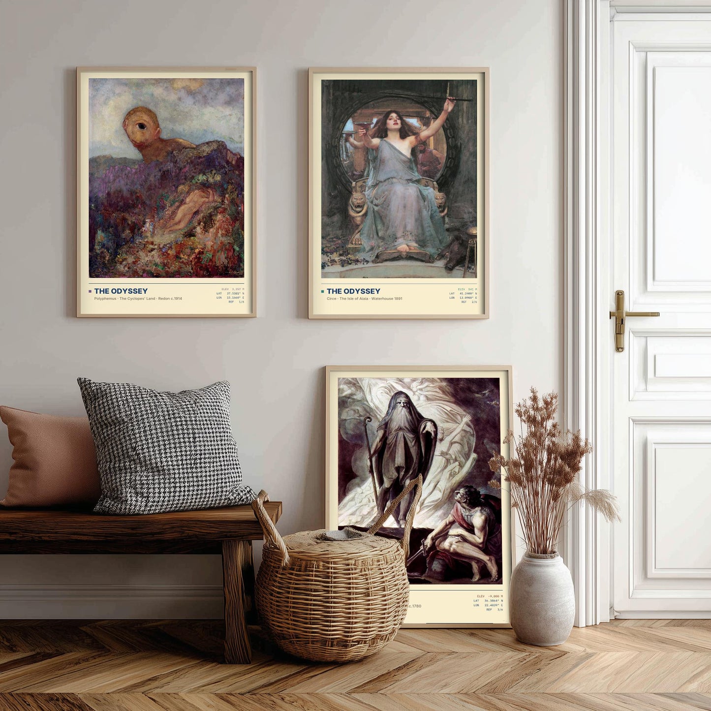 The Odyssey Set of Three Art Prints - Cyclops, Circe, Tiresias - Redon Waterhouse Fuseli Gallery Posters - Greek Mythology Paintings