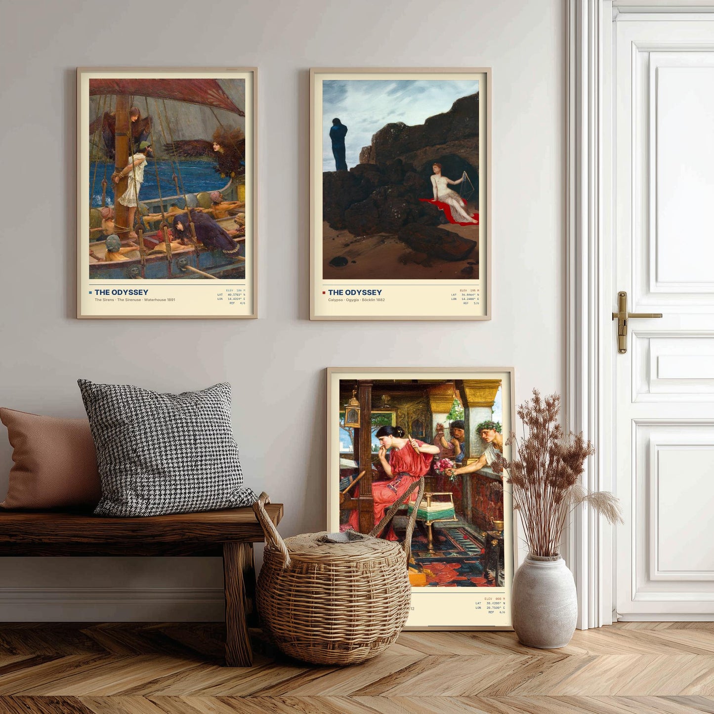 The Odyssey Set of Three Art Prints - Sirens, Calypso, Penelope - Waterhouse and Bocklin Gallery Posters - Greek Mythology Paintings