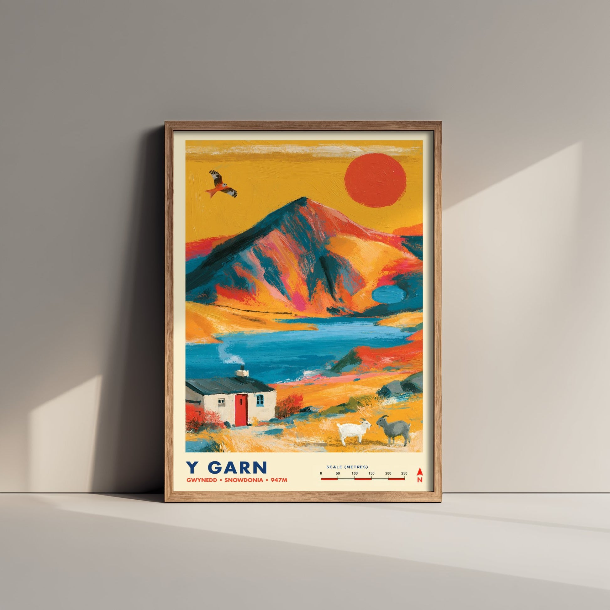 Y Garn Snowdonia Travel Poster - Ogwen Valley Art Print - Vibrant Mountain Illustration - Eryri Wales Hike 2/3
