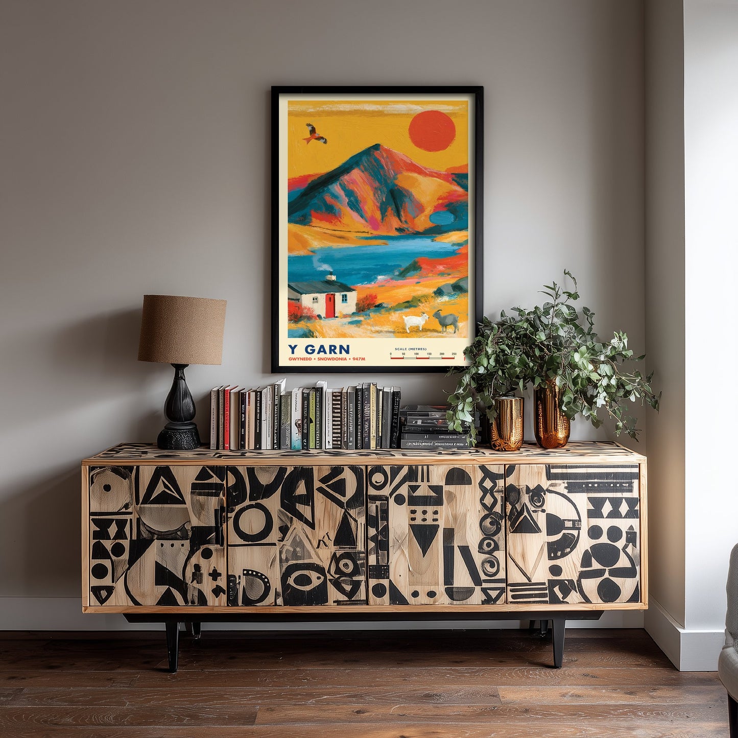 Y Garn Snowdonia Travel Poster - Ogwen Valley Art Print - Vibrant Mountain Illustration - Eryri Wales Hike 2/3