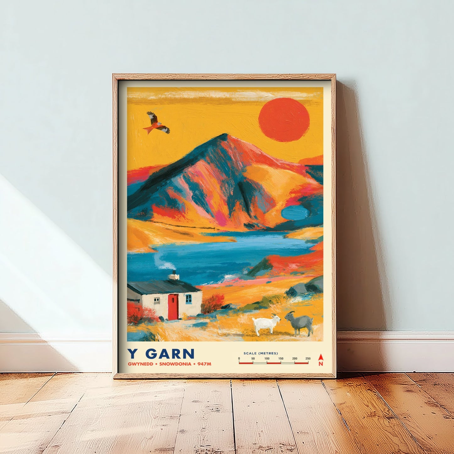 Y Garn Snowdonia Travel Poster - Ogwen Valley Art Print - Vibrant Mountain Illustration - Eryri Wales Hike 2/3