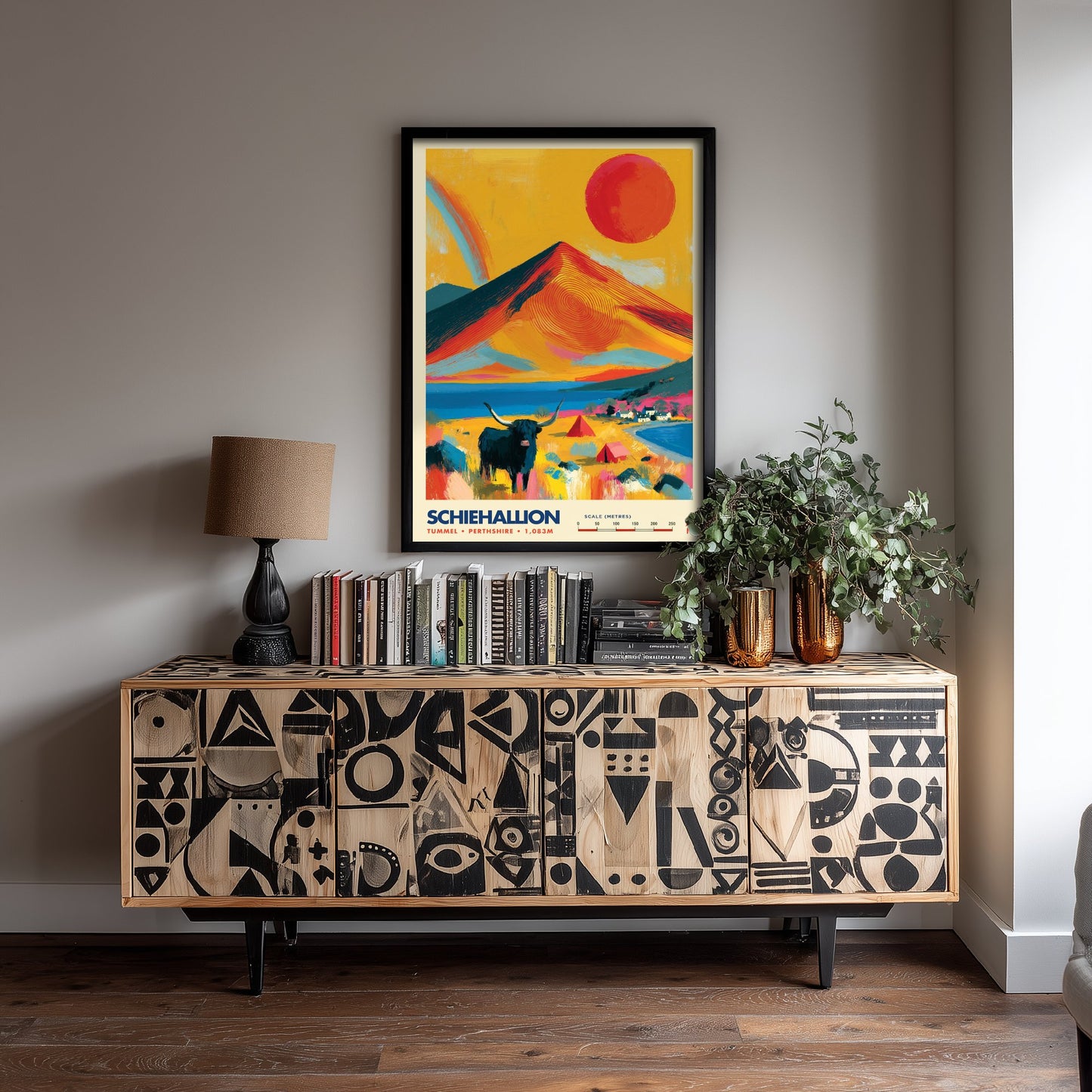 Schiehallion Perthshire Travel Poster - Scottish Highlands Art Print - Vibrant Mountain Illustration - Munro Loch 1/3