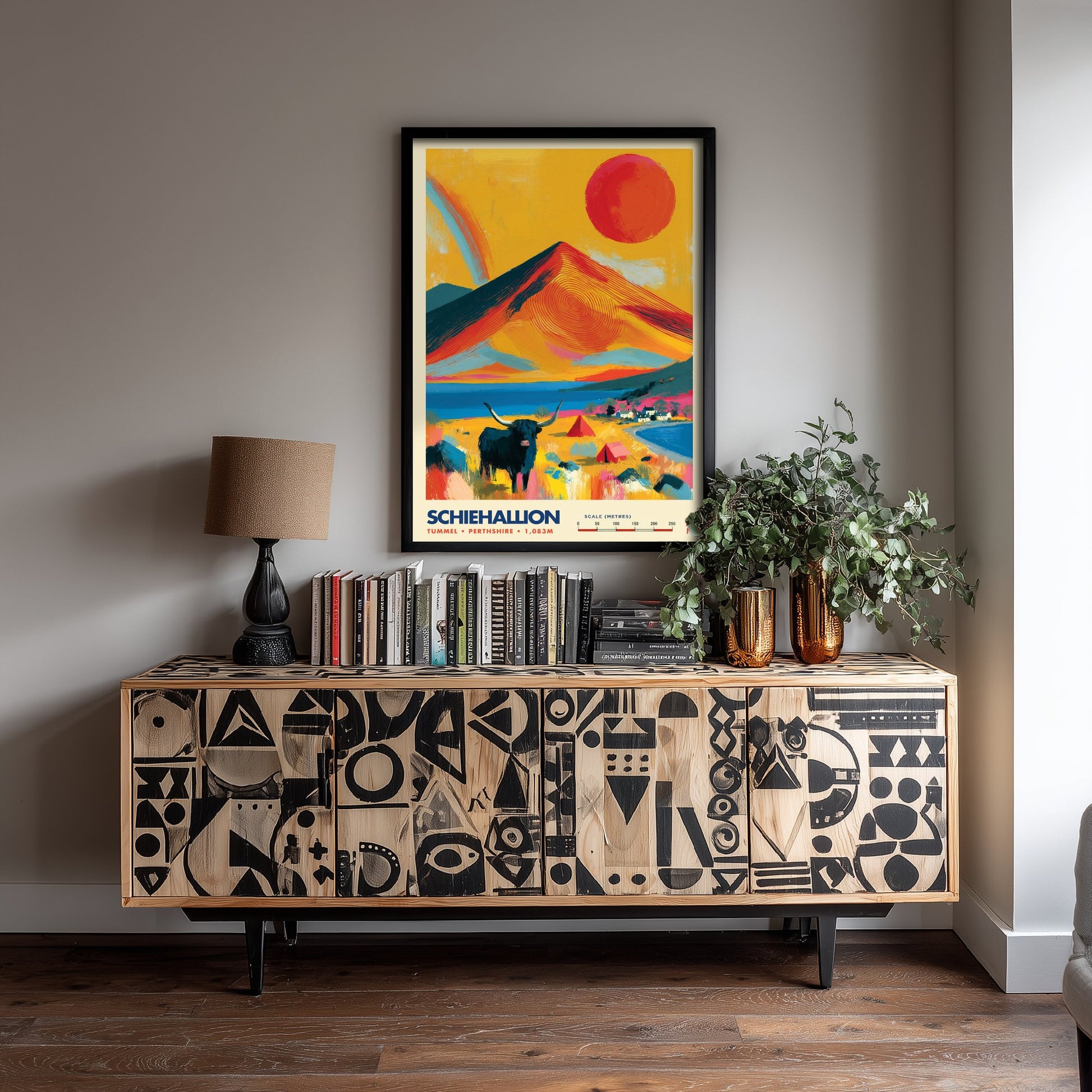 Schiehallion Perthshire Travel Poster - Scottish Highlands Art Print - Vibrant Mountain Illustration - Munro Loch 1/3