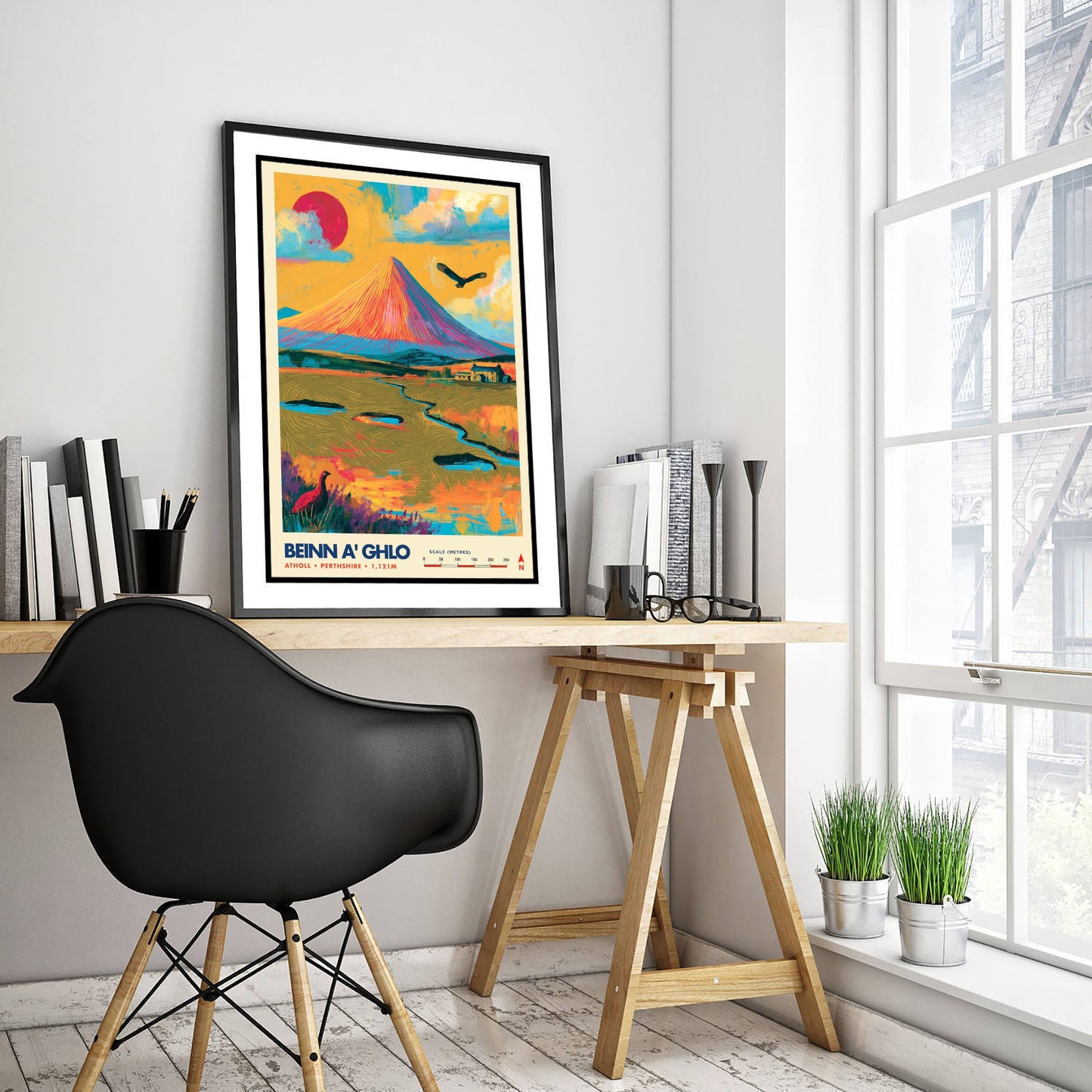 Beinn a' Ghlo Perthshire Travel Poster - Scottish Highlands Art Print - Vibrant Mountain Illustration - Munro 2/3