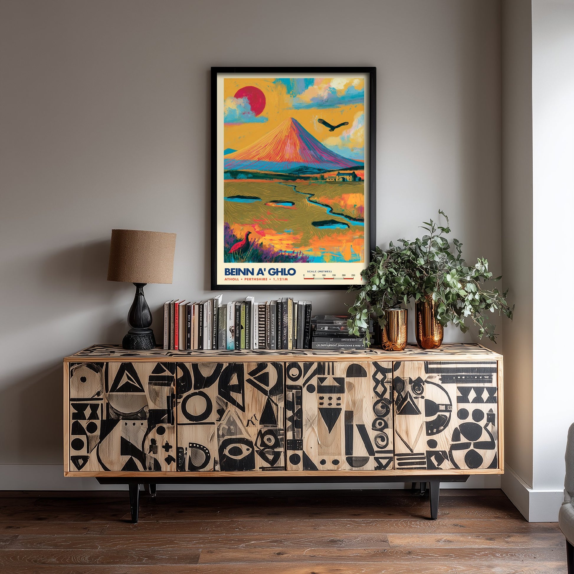 Beinn a' Ghlo Perthshire Travel Poster - Scottish Highlands Art Print - Vibrant Mountain Illustration - Munro 2/3