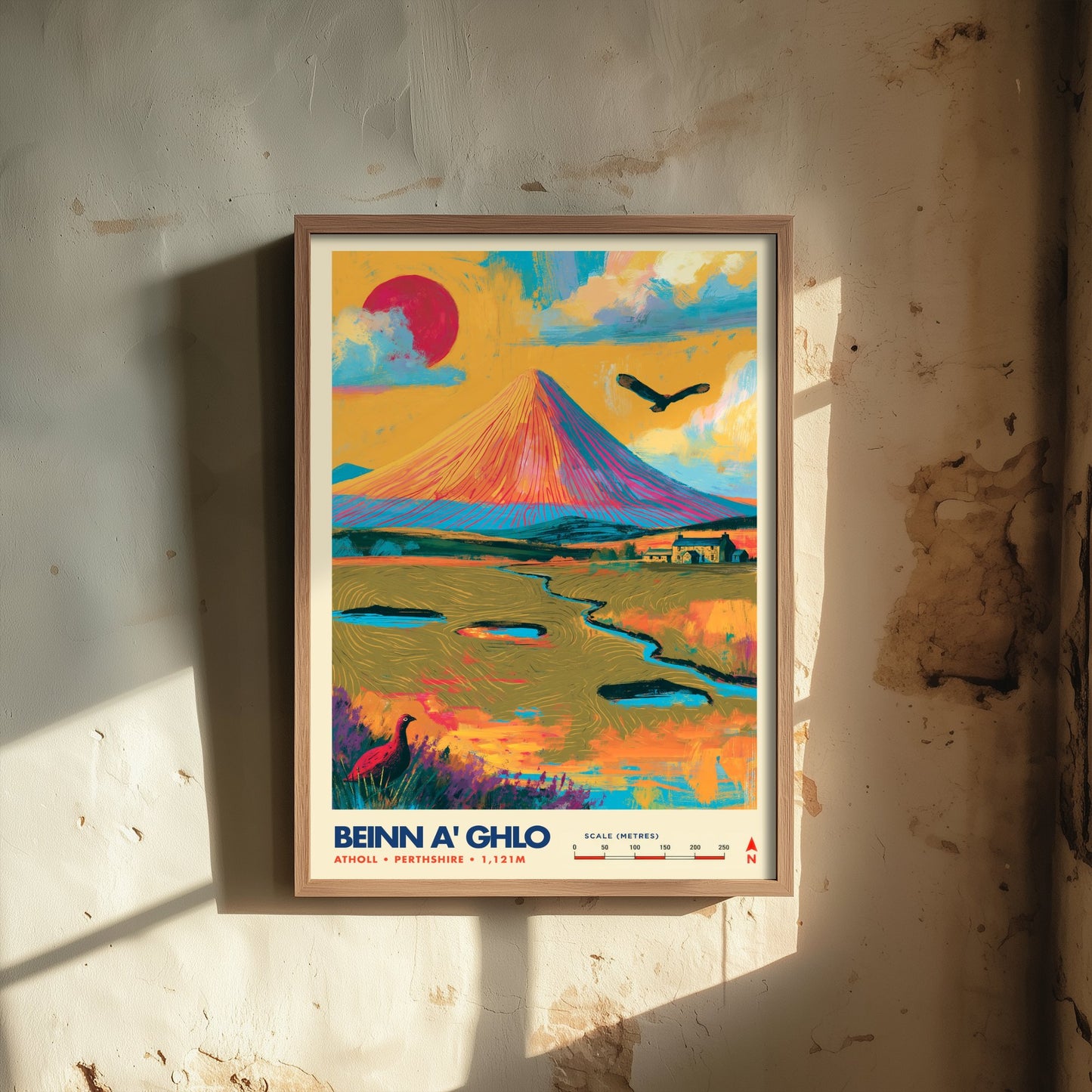 Beinn a' Ghlo Perthshire Travel Poster - Scottish Highlands Art Print - Vibrant Mountain Illustration - Munro 2/3