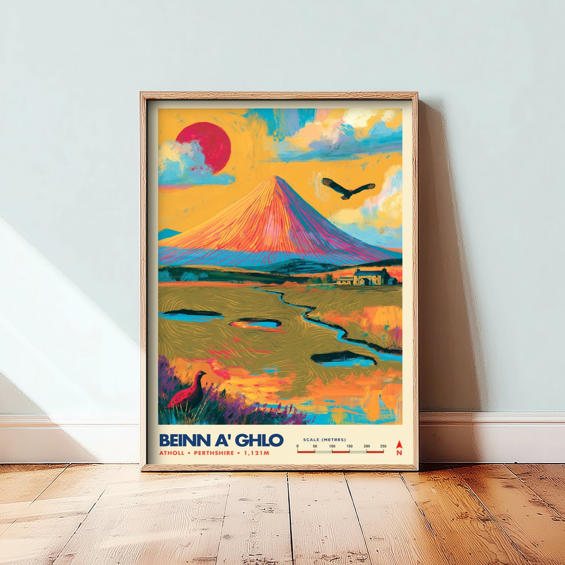 Beinn a' Ghlo Perthshire Travel Poster - Scottish Highlands Art Print - Vibrant Mountain Illustration - Munro 2/3