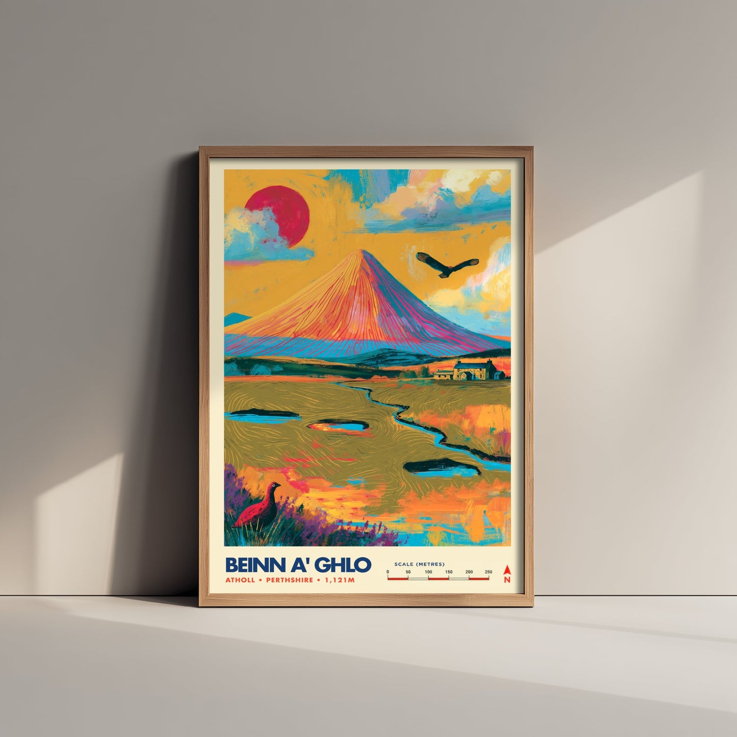 Beinn a' Ghlo Perthshire Travel Poster - Scottish Highlands Art Print - Vibrant Mountain Illustration - Munro 2/3