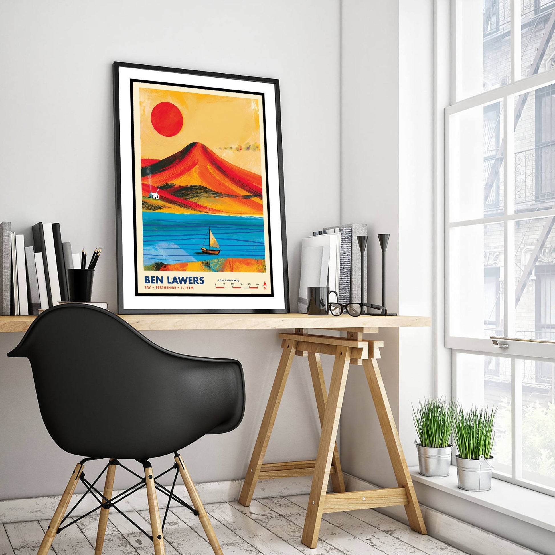 Ben Lawers Perthshire Travel Poster - Loch Tay Art Print - Vibrant Mountain Illustration - Scottish Highlands 3/3