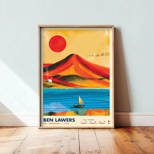 Ben Lawers Perthshire Travel Poster - Loch Tay Art Print - Vibrant Mountain Illustration - Scottish Highlands 3/3