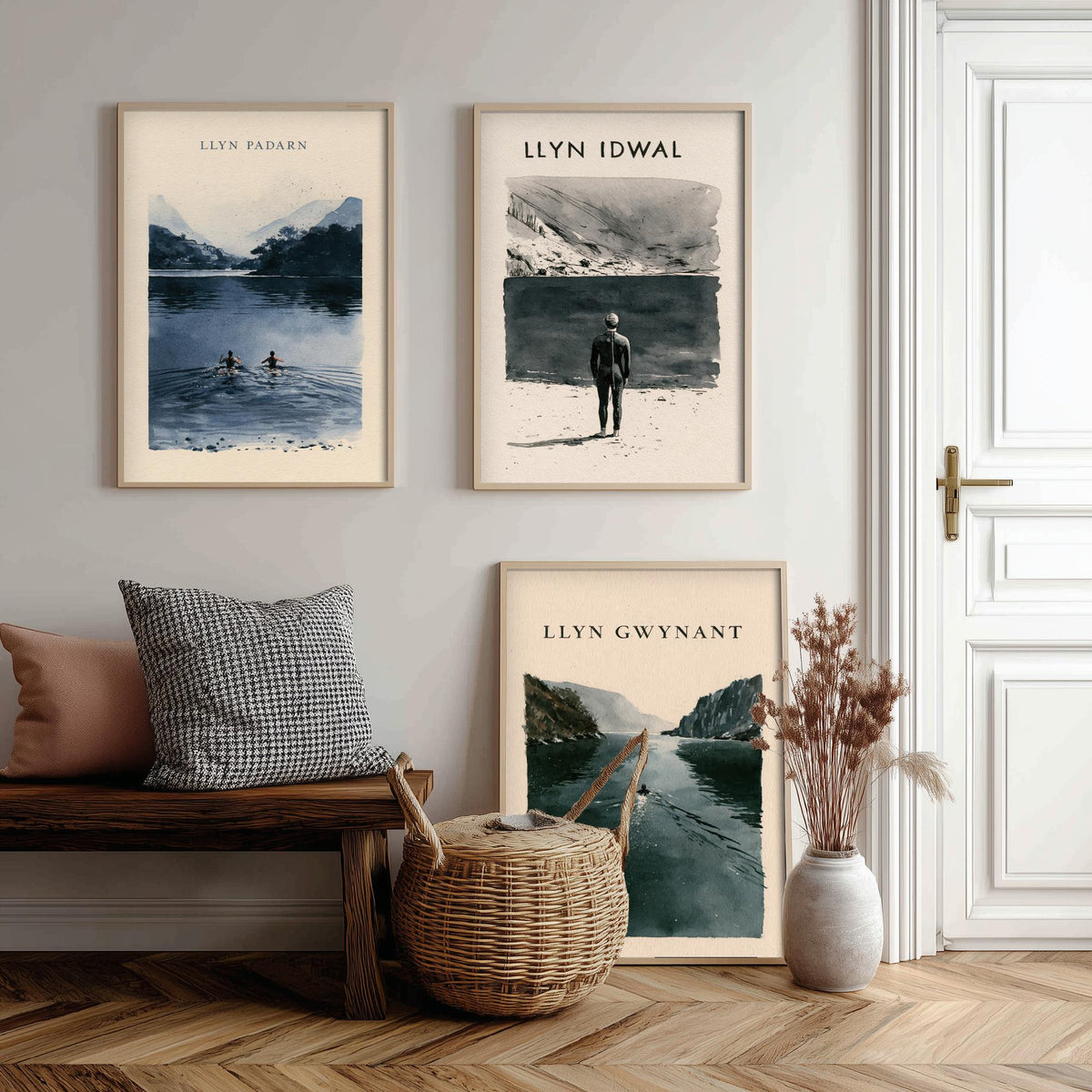 The Three Lakes of Eryri Set of Three Art Prints - Llyn Padarn, Llyn Idwal, Llyn Gwynant Wild Swimming - Snowdonia Watercolour Posters