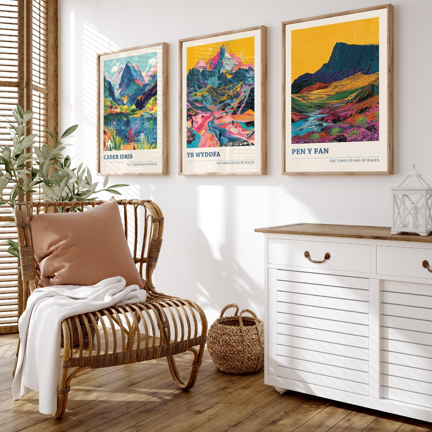 Set of Three Welsh Three Peaks Art Prints - Cader Idris, Yr Wyddfa, Pen y Fan - 3 Mountain Wales Posters Illustration Gift