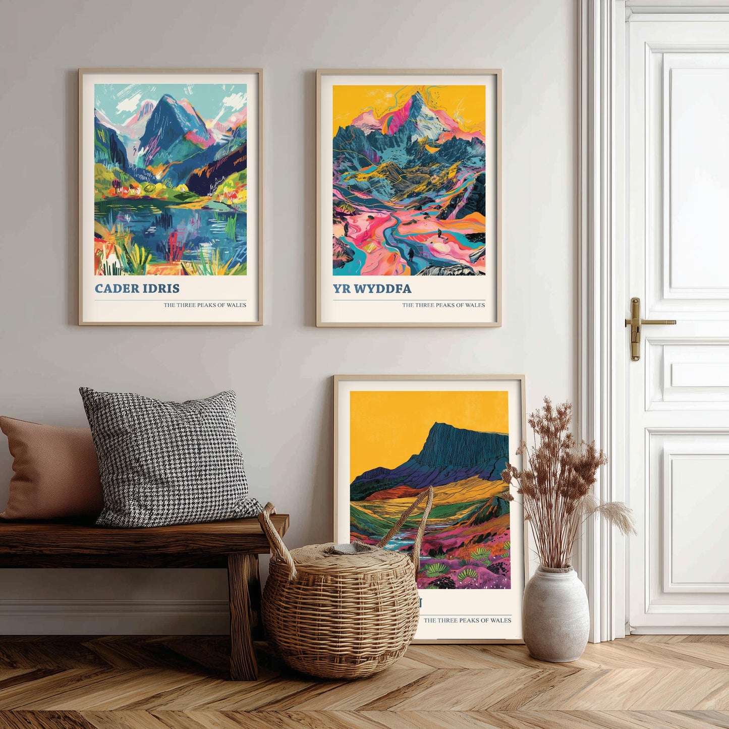 Set of Three Welsh Three Peaks Art Prints - Cader Idris, Yr Wyddfa, Pen y Fan - 3 Mountain Wales Posters Illustration Gift