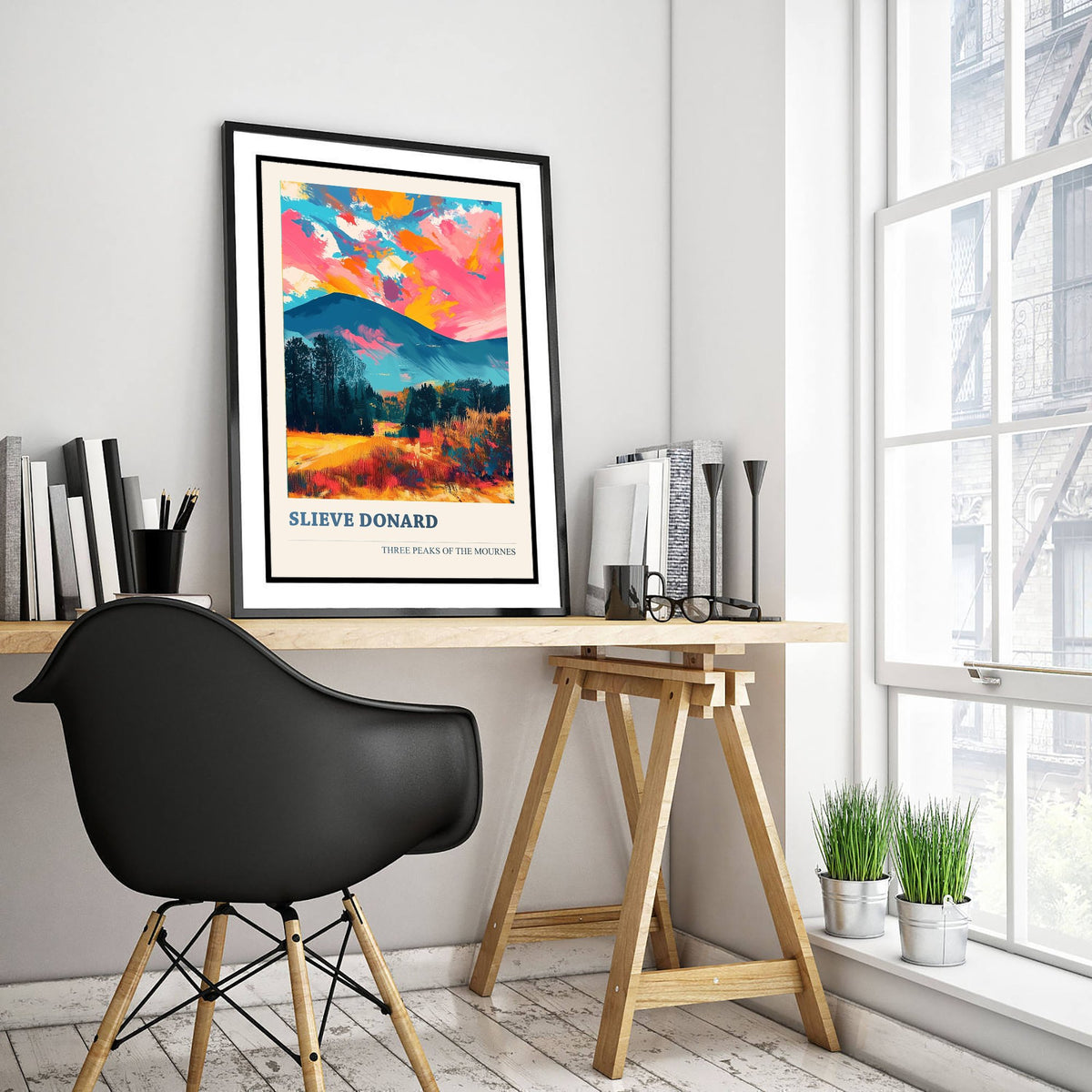 Slieve Donard Travel Poster - Mourne Mountains Art Print - Vibrant Landscape Painting - Three Peaks 1/3