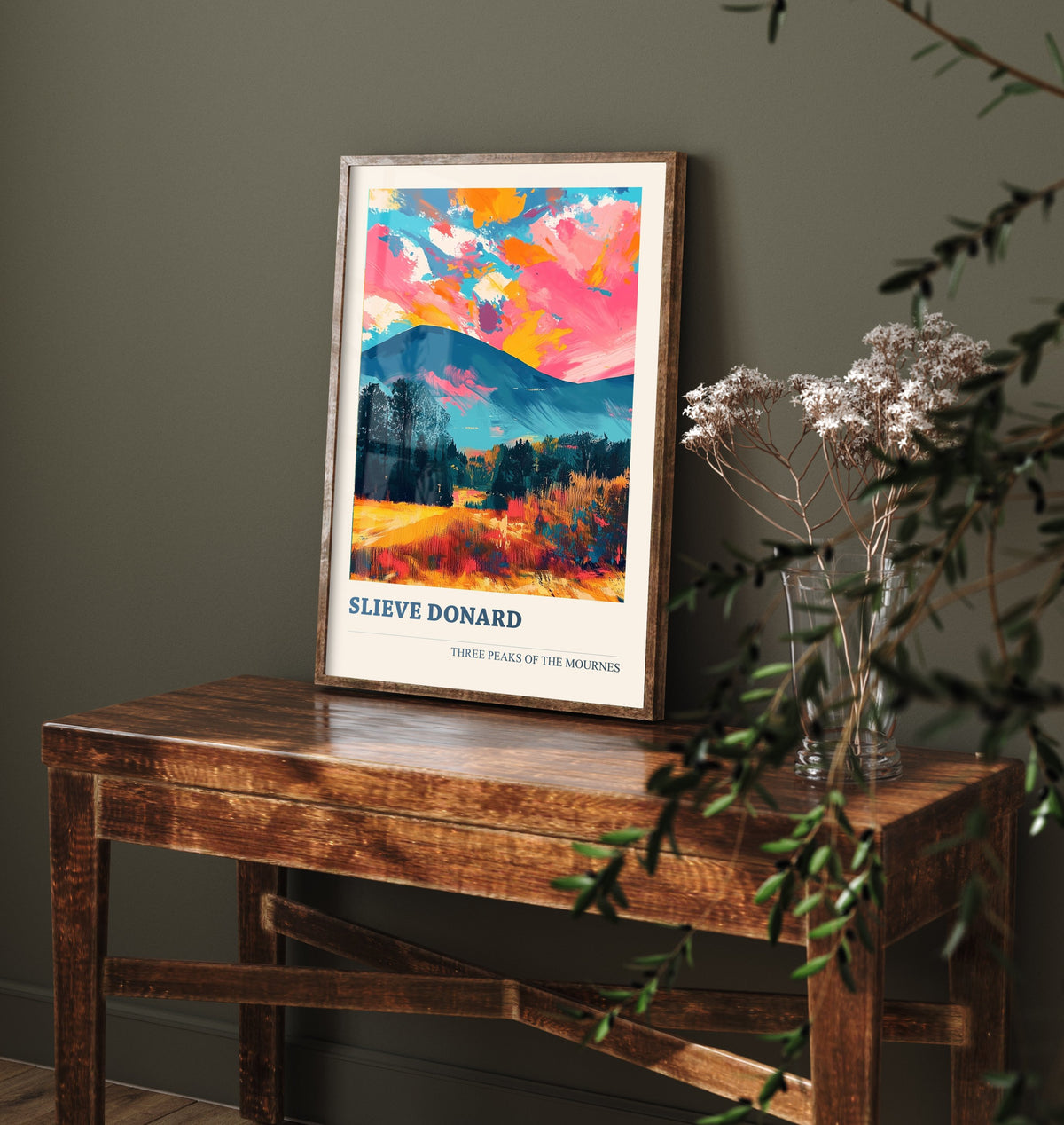 Slieve Donard Travel Poster - Mourne Mountains Art Print - Vibrant Landscape Painting - Three Peaks 1/3