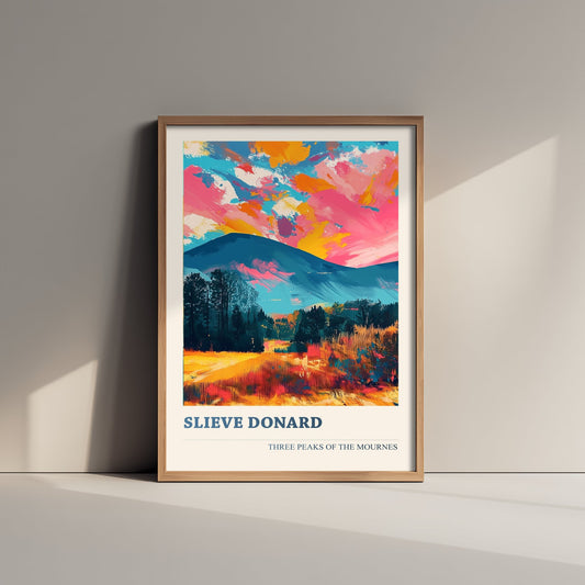 Slieve Donard Travel Poster - Mourne Mountains Art Print - Vibrant Landscape Painting - Three Peaks 1/3