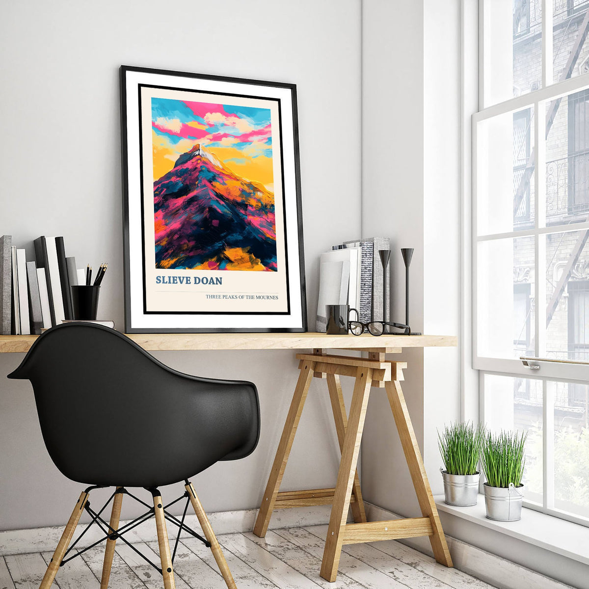Slieve Doan Travel Poster - Mourne Mountains Art Print - Vibrant Landscape Painting - Three Peaks 2/3