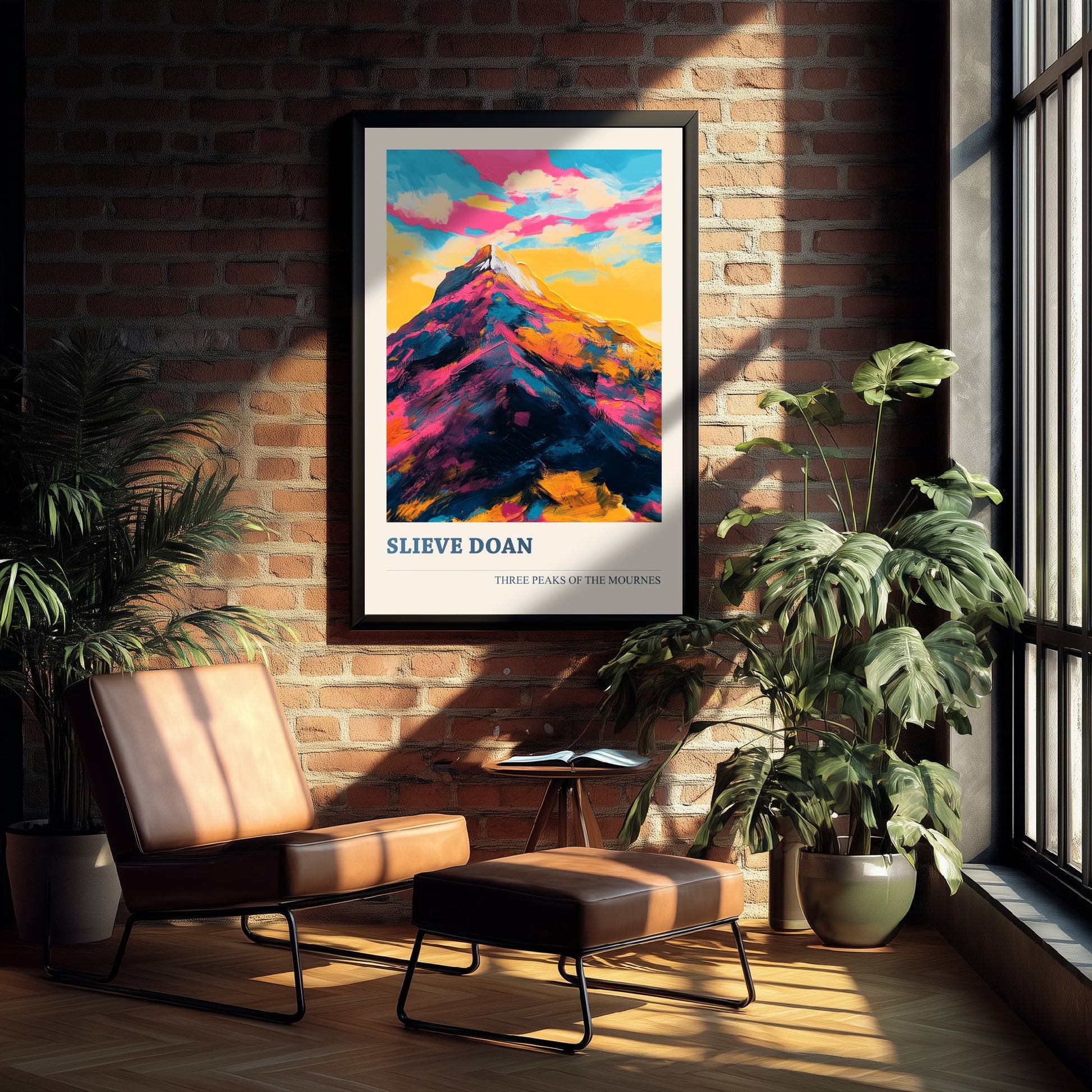 Slieve Doan Travel Poster - Mourne Mountains Art Print - Vibrant Landscape Painting - Three Peaks 2/3