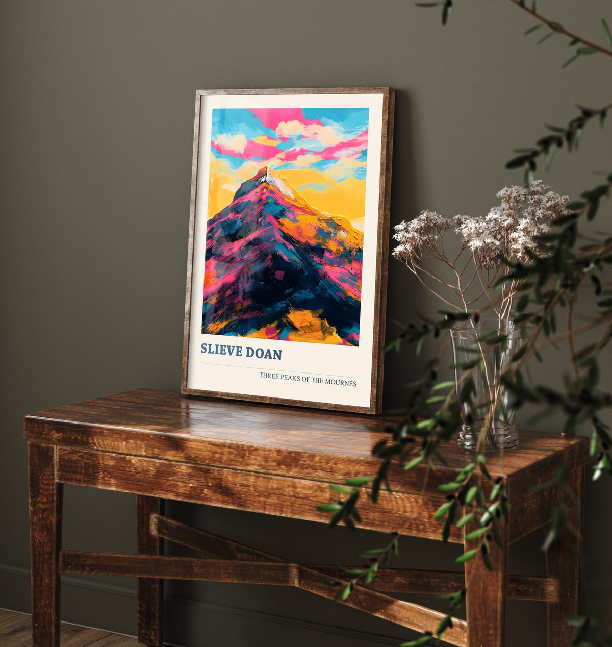 Slieve Doan Travel Poster - Mourne Mountains Art Print - Vibrant Landscape Painting - Three Peaks 2/3