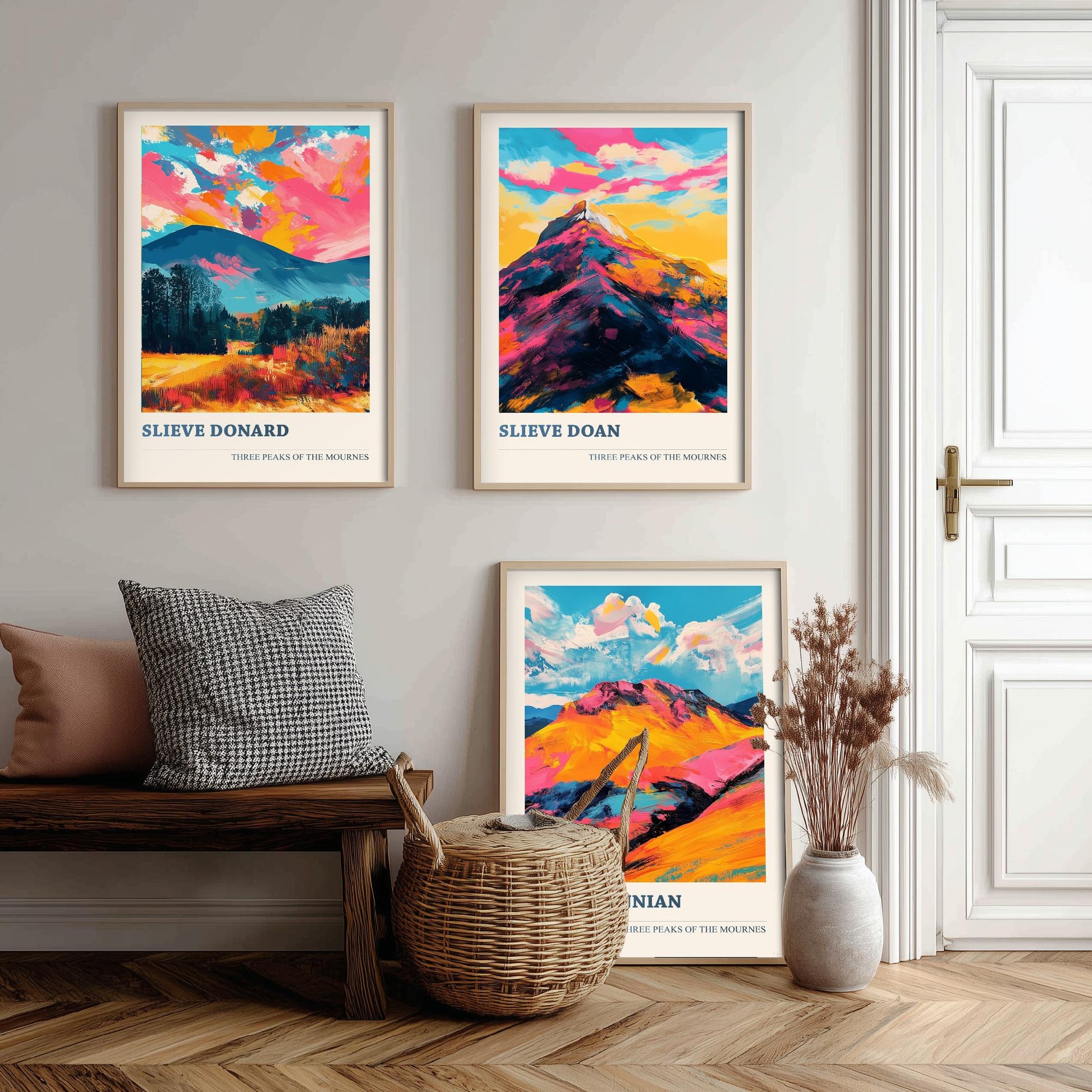 Set of Three Mourne Mountains Art Prints - Slieve Donard, Slieve Doan, Slieve Binnian - 3 Peaks Posters Painting Gift