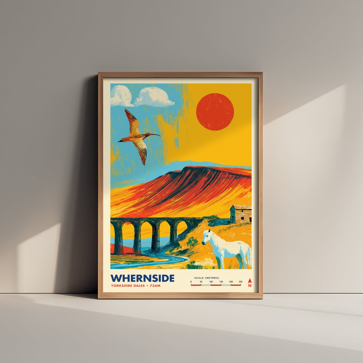 Whernside Yorkshire Dales Travel Poster - Mountain Art Print - Vibrant Illustration - Ribblehead Viaduct 2/3