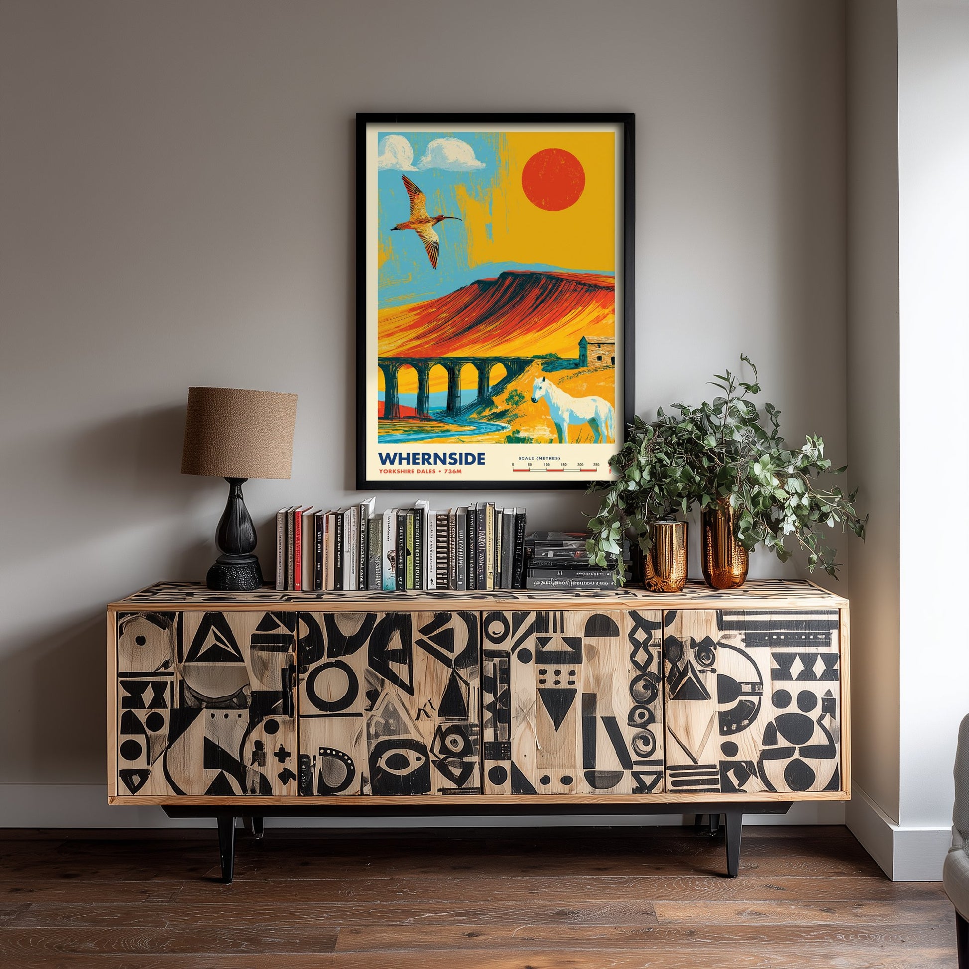 Whernside Yorkshire Dales Travel Poster - Mountain Art Print - Vibrant Illustration - Ribblehead Viaduct 2/3