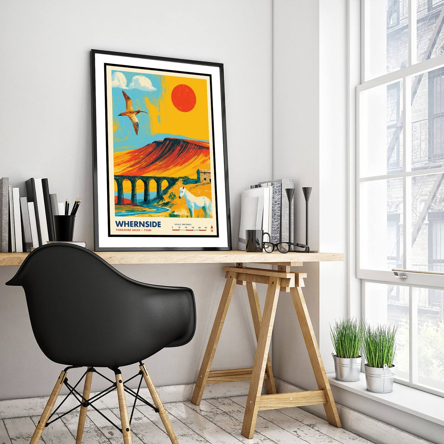 Whernside Yorkshire Dales Travel Poster - Mountain Art Print - Vibrant Illustration - Ribblehead Viaduct 2/3