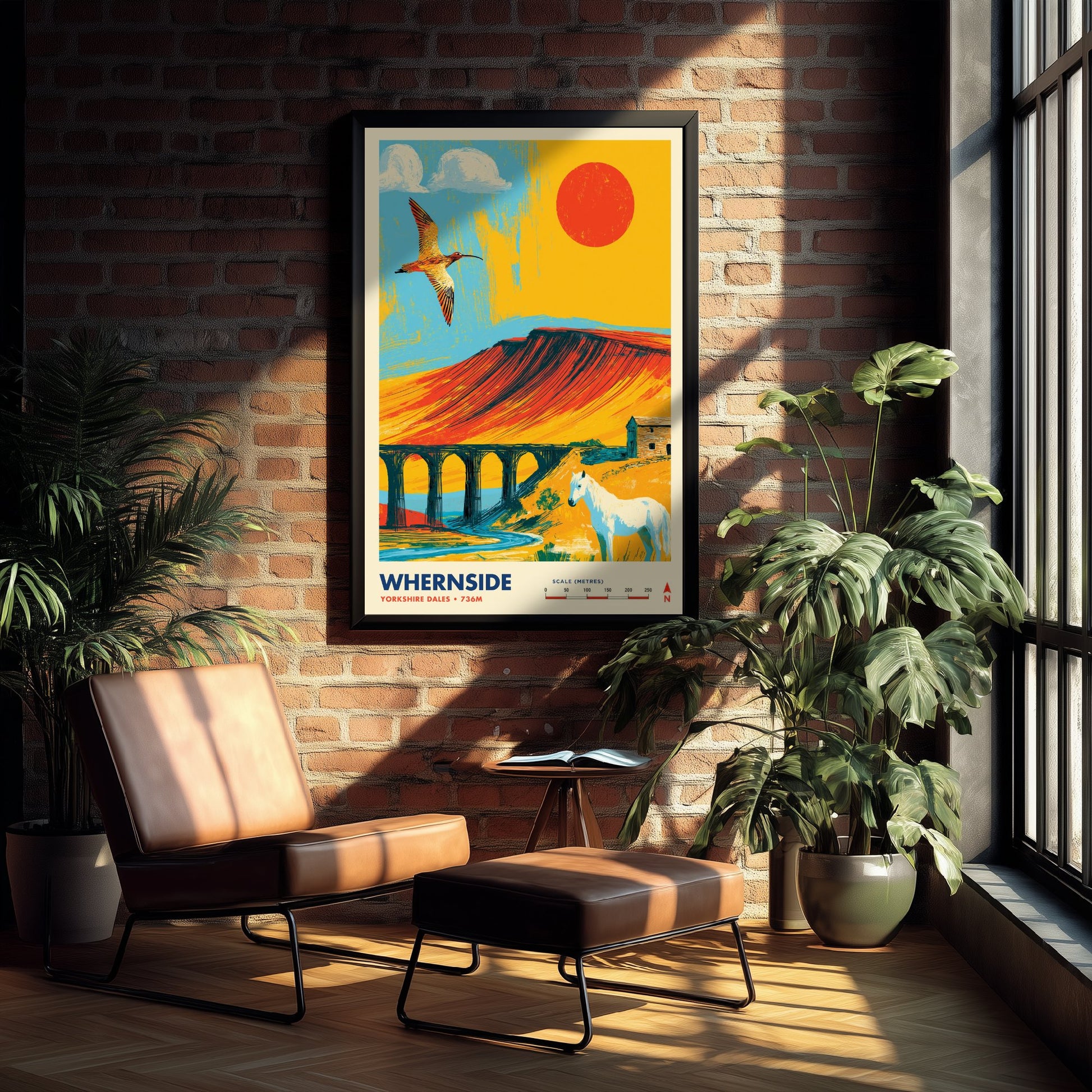 Whernside Yorkshire Dales Travel Poster - Mountain Art Print - Vibrant Illustration - Ribblehead Viaduct 2/3