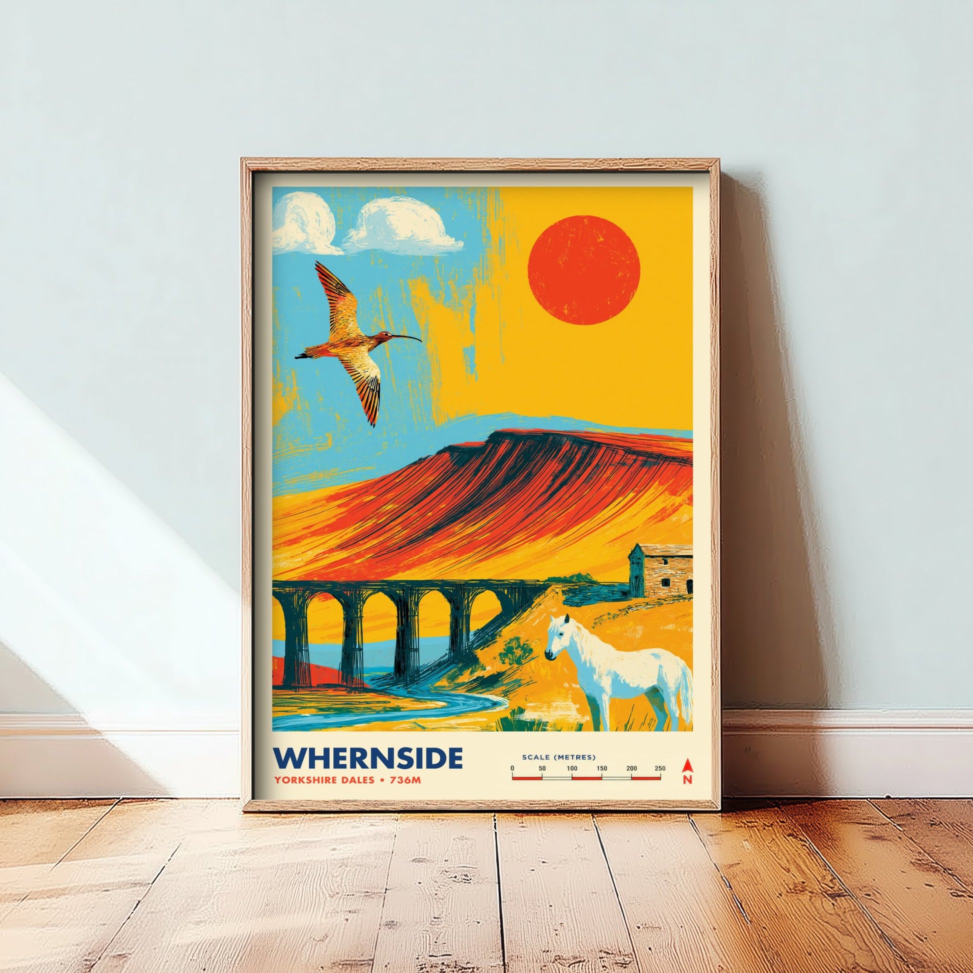 Whernside Yorkshire Dales Travel Poster - Mountain Art Print - Vibrant Illustration - Ribblehead Viaduct 2/3