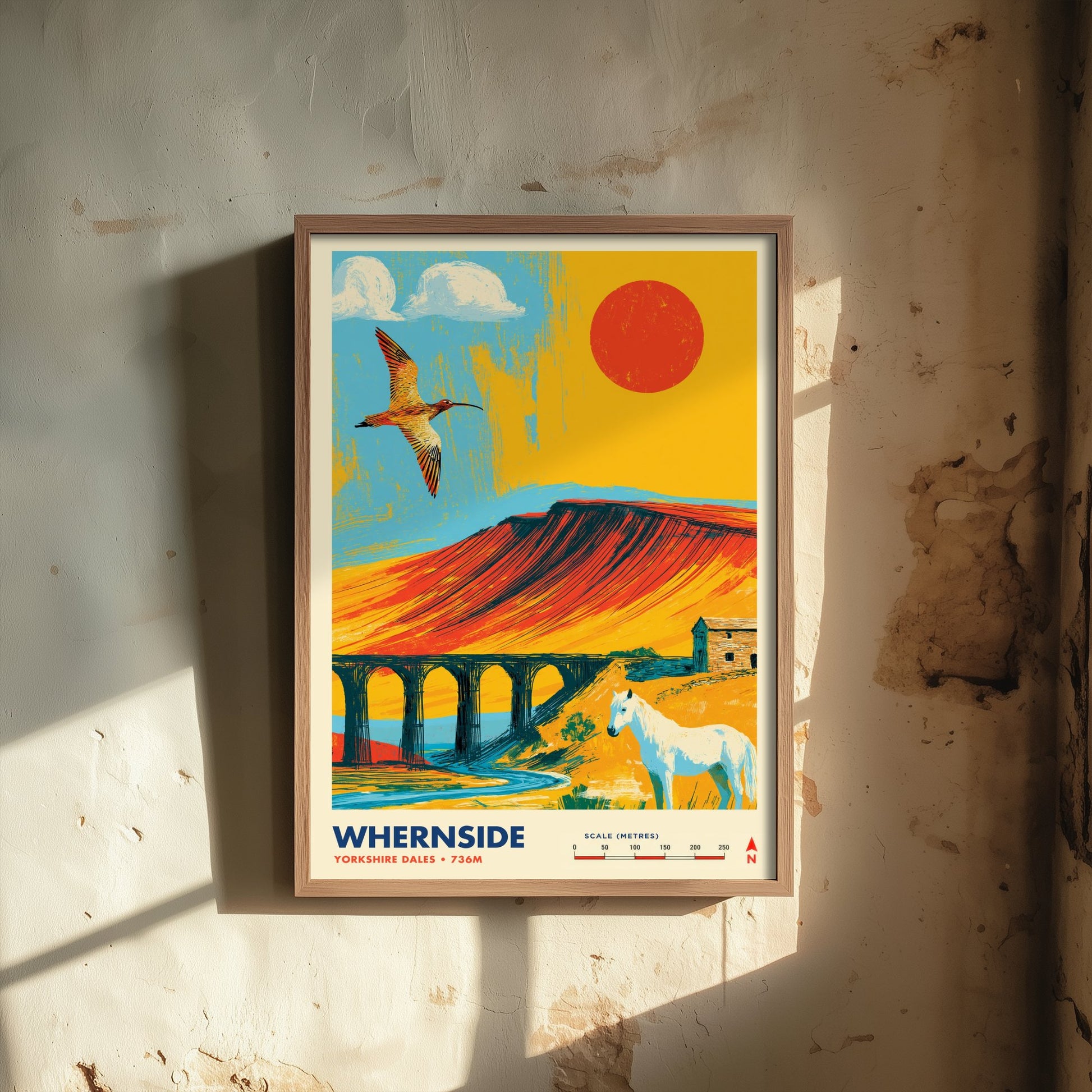 Whernside Yorkshire Dales Travel Poster - Mountain Art Print - Vibrant Illustration - Ribblehead Viaduct 2/3