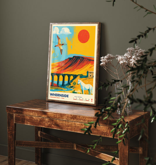 Whernside Yorkshire Dales Travel Poster - Mountain Art Print - Vibrant Illustration - Ribblehead Viaduct 2/3