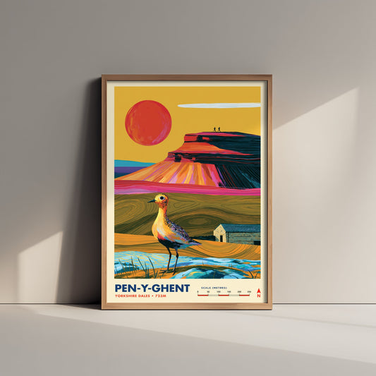 Pen-y-ghent Yorkshire Dales Travel Poster - Mountain Art Print - Vibrant Illustration - Fell Walking Hike Visit 3/3
