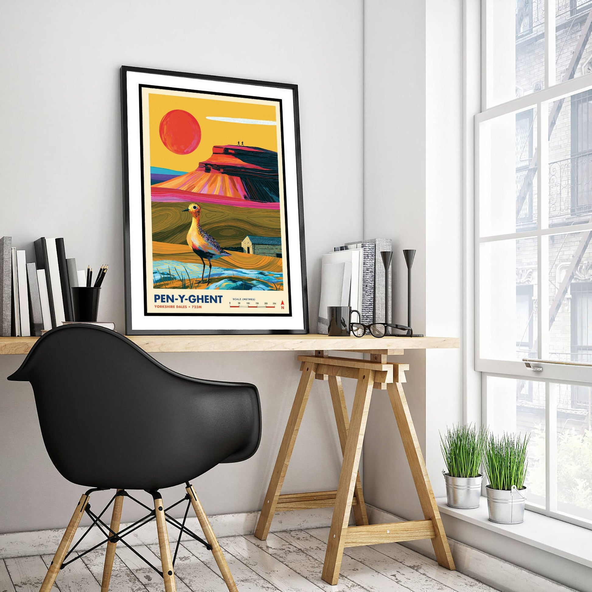 Pen-y-ghent Yorkshire Dales Travel Poster - Mountain Art Print - Vibrant Illustration - Fell Walking Hike Visit 3/3