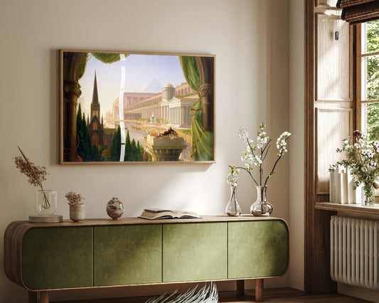 Thomas Cole - The Architect's Dream (1840) - Classic Painting Art Print - Greek Temples Egyptian Pyramid Gothic Church Fantasy City Poster