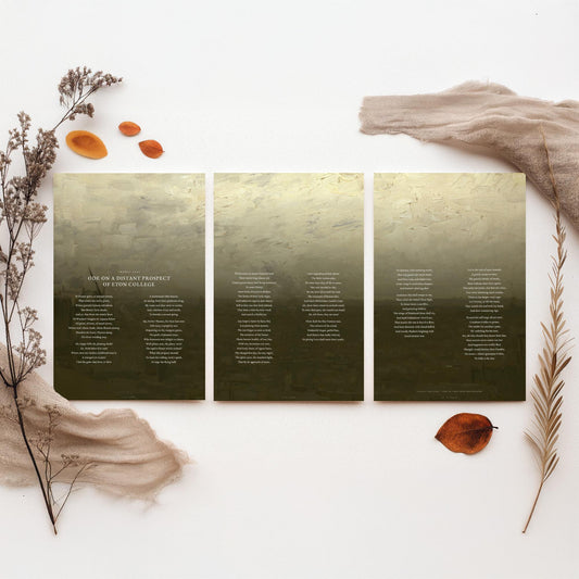 Ode on a Distant Prospect of Eton College by Thomas Gray Set of Three Art Prints - Full Poem over Van Gogh Painting - Poetry Posters