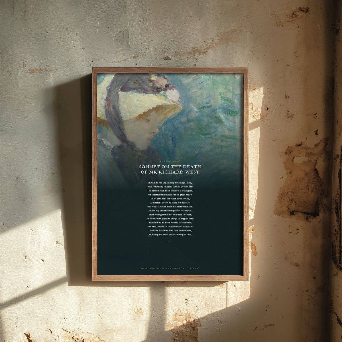 Sonnet on the Death of Mr Richard West by Thomas Gray Art Print - Full Poem Poster - Grief Poetry over Impressionist Painting
