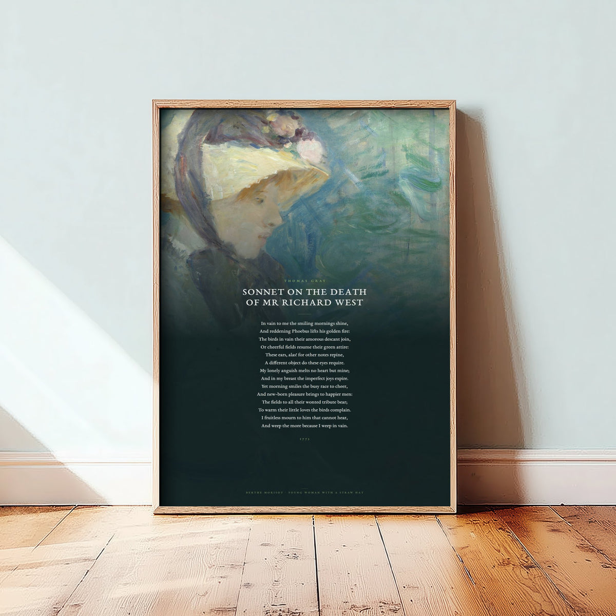 Sonnet on the Death of Mr Richard West by Thomas Gray Art Print - Full Poem Poster - Grief Poetry over Impressionist Painting