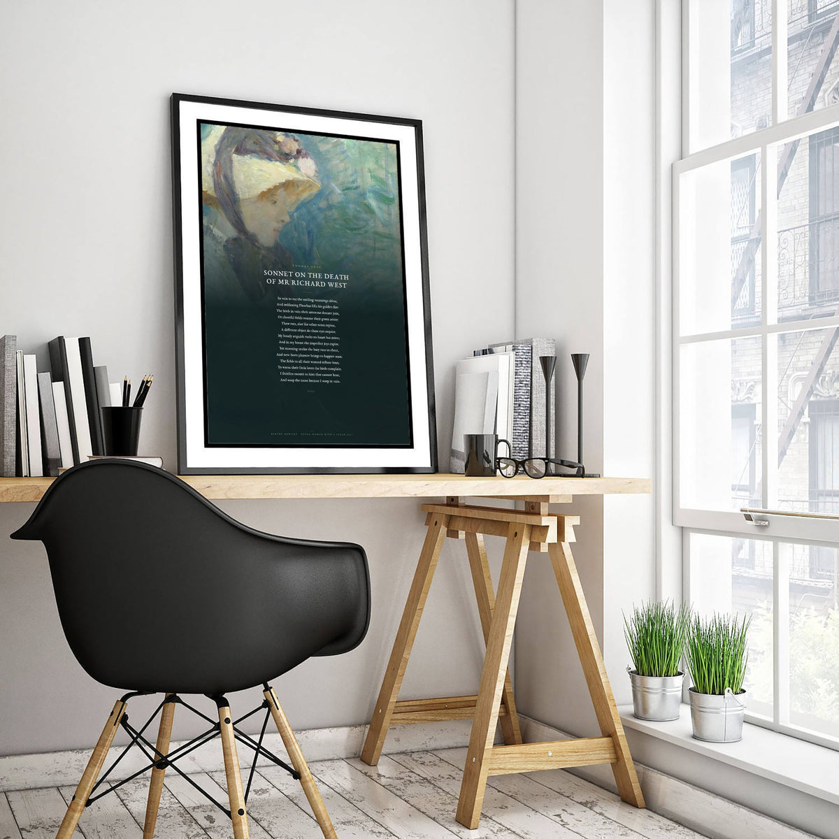 Sonnet on the Death of Mr Richard West by Thomas Gray Art Print - Full Poem Poster - Grief Poetry over Impressionist Painting