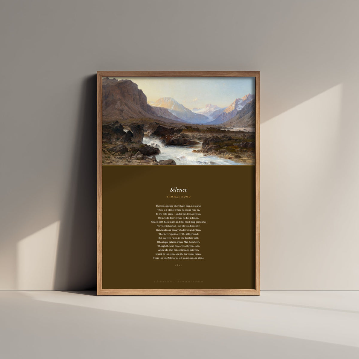 Silence by Thomas Hood Art Print - Full Sonnet beneath La Berarde en Oisans Classic Landscape Painting - Alpine Poetry Poster