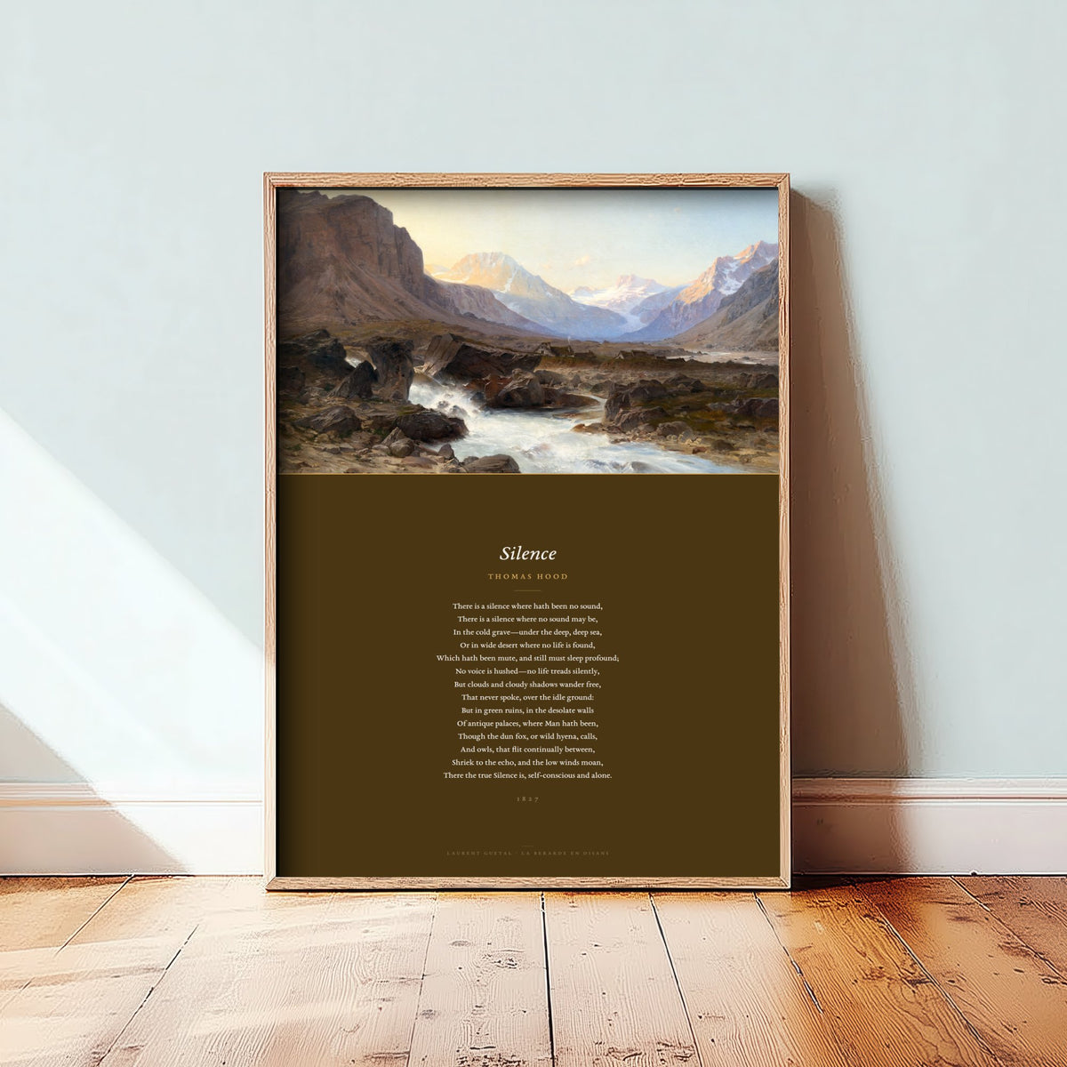 Silence by Thomas Hood Art Print - Full Sonnet beneath La Berarde en Oisans Classic Landscape Painting - Alpine Poetry Poster