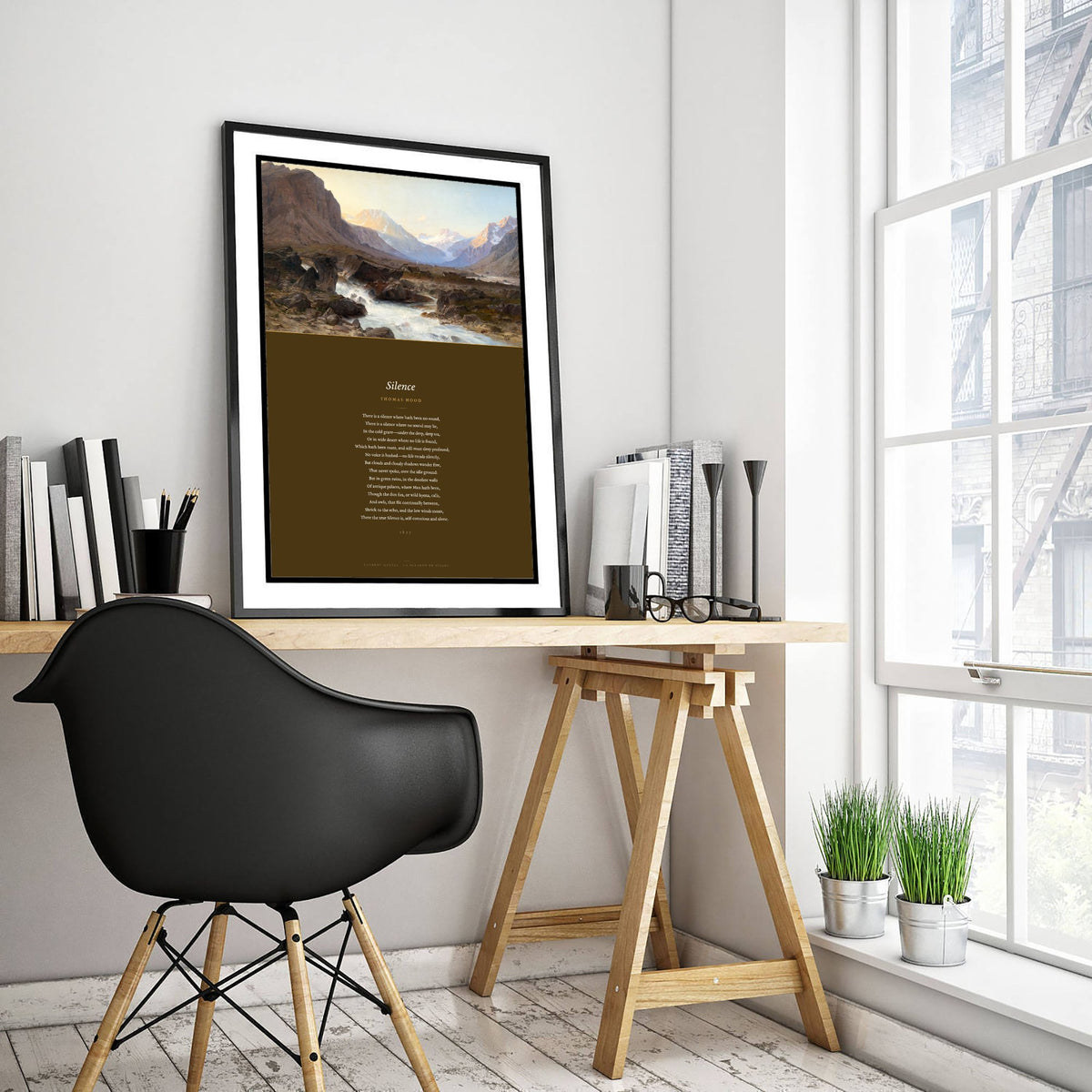 Silence by Thomas Hood Art Print - Full Sonnet beneath La Berarde en Oisans Classic Landscape Painting - Alpine Poetry Poster