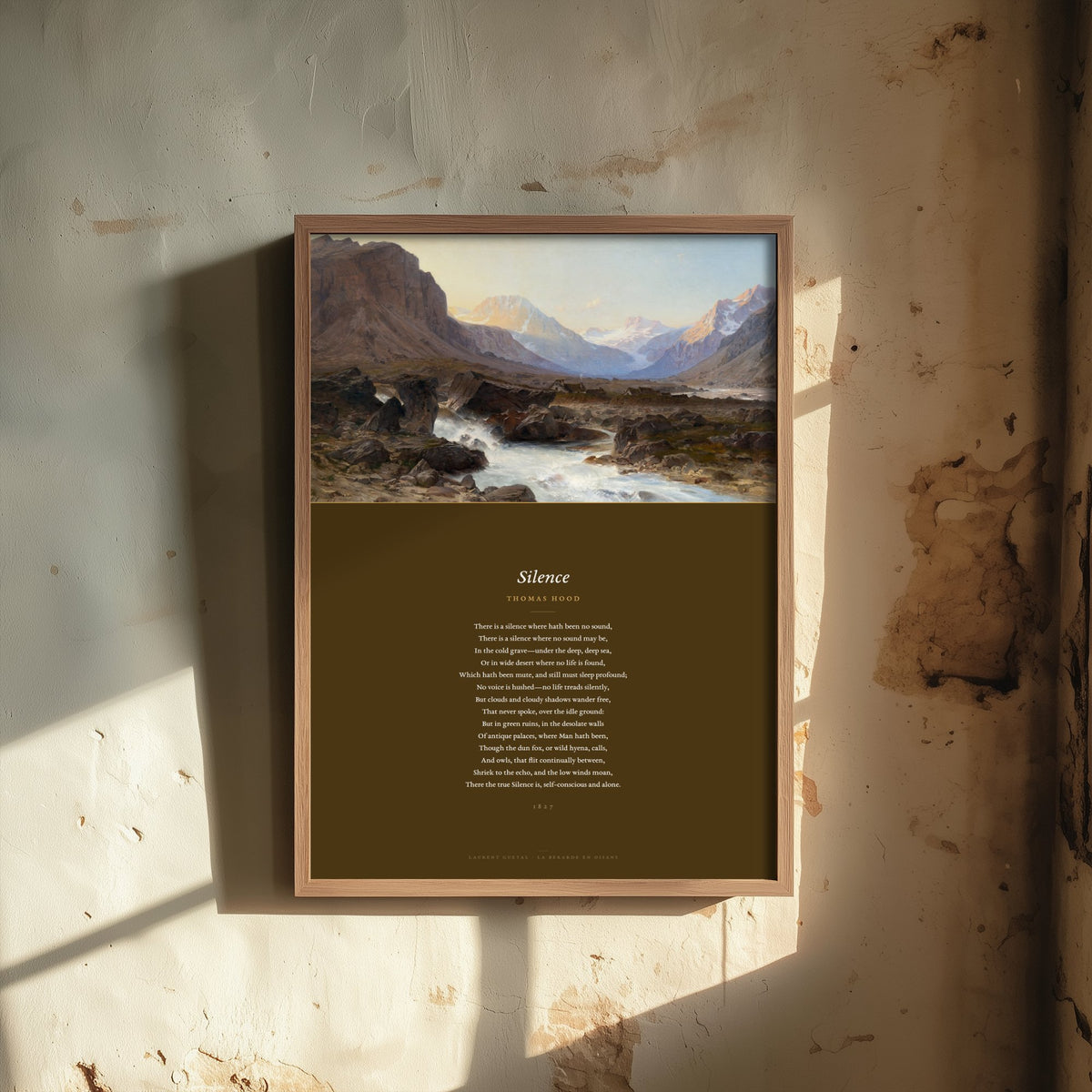 Silence by Thomas Hood Art Print - Full Sonnet beneath La Berarde en Oisans Classic Landscape Painting - Alpine Poetry Poster