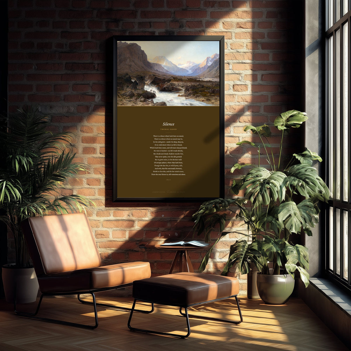 Silence by Thomas Hood Art Print - Full Sonnet beneath La Berarde en Oisans Classic Landscape Painting - Alpine Poetry Poster