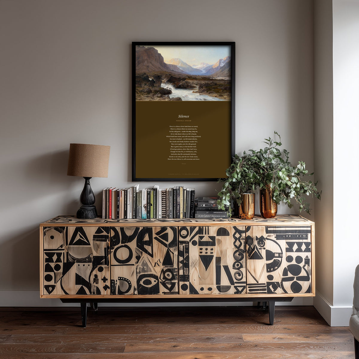 Silence by Thomas Hood Art Print - Full Sonnet beneath La Berarde en Oisans Classic Landscape Painting - Alpine Poetry Poster
