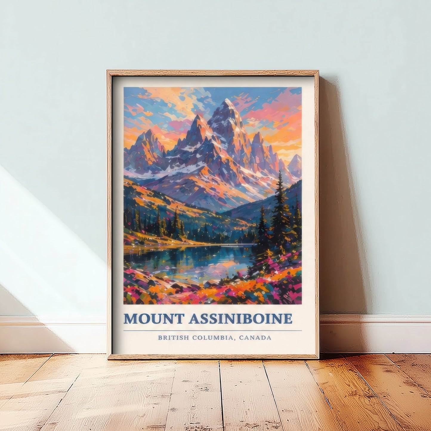 Mount Assiniboine Travel Poster - Art Print - Vibrant Mountain Illustration - British Columbia Wall Art 1/3